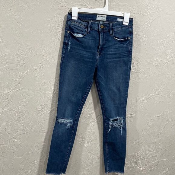 FRAME Denim Le High Raw Hem Skinny Jeans Size 27 - Picture 1 of 7